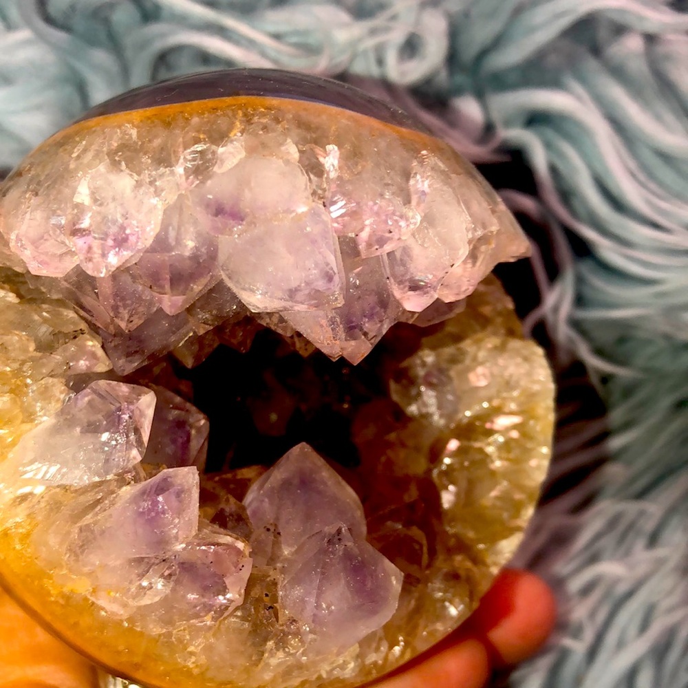 Ametrine sphere medium size with dendritic agate banding